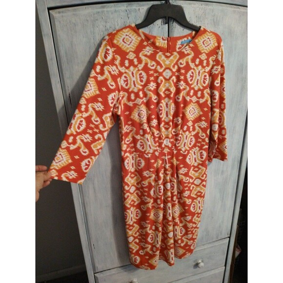 J. McLaughlin knee length dress Lrg Boho Cottage Core Beachy - Picture 2 of 9